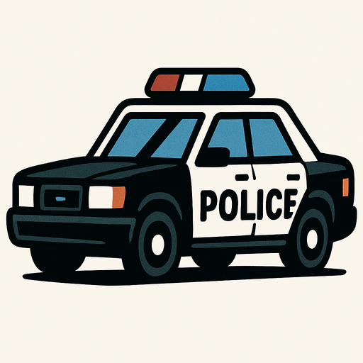 police car.
In-Game asset.  2d.  High contrast.  No shadows