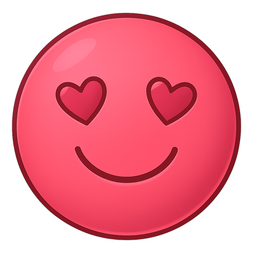 pink love emoji. use shiny color. No background. Transparent background. Blank background. No shadows. 2d. In-Game asset. flat