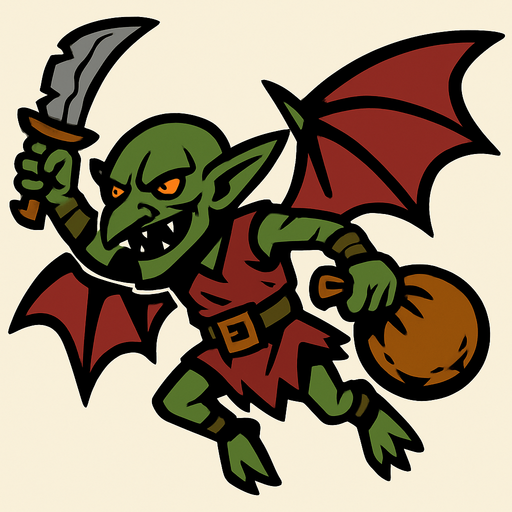 uçan goblin yağmacı.
In-Game asset.  2d.  High contrast.  No shadows