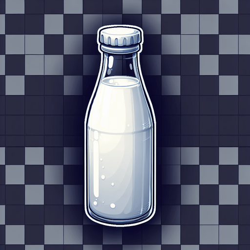 A bottle of milk.
Single Game Texture. In-Game asset. 2d. Blank background. High contrast. No shadows.