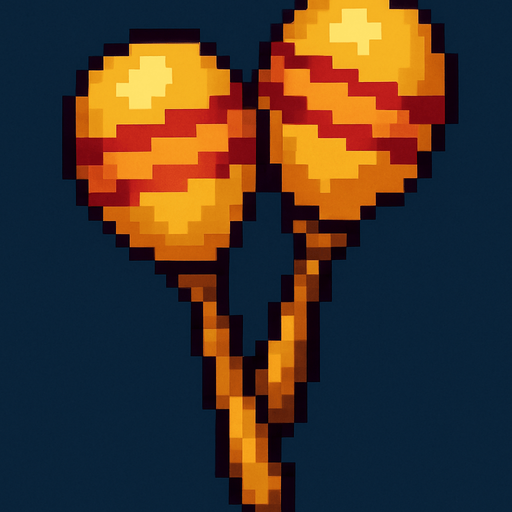 maracas instrument pixelart vertical 2d.
In-Game asset.  2d.  High contrast.  No shadows