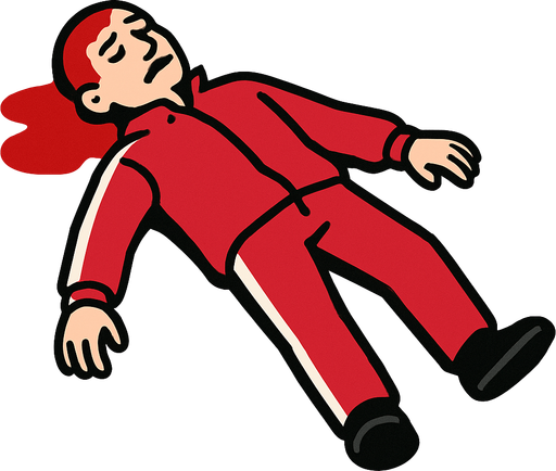 A Human Wearing Shirt And Pants Looking like the squid game clothes and dead
In-Game asset.  2d.  High contrast.  No shadows