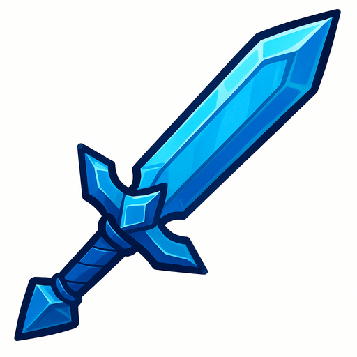 Sharp blue sword.
In-Game asset.  2d.  High contrast.  No shadows