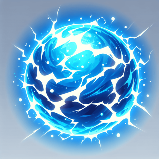 blue thunder orb entity.
Single Game Texture.  In-Game asset.  2d.  Blank background.  High contrast.  No shadows