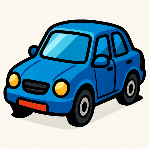 Mavi Bir araba.
In-Game asset.  2d.  High contrast.  No shadows