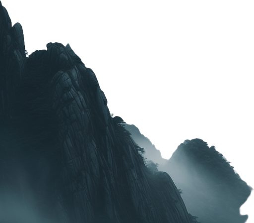 a rocky foggy mountain