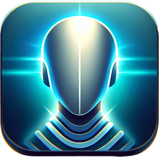 A square app store icon with rounded edges, designed for a Contacts List app with a subtle futuristic touch. The icon features a clean human avatar face in the center, outlined with smooth lines and a soft glow. The avatar is wearing a minimalist headset, hinting at communication functionality. The background is a gradient of deep blue to teal, with faint light effects to suggest a modern and slightly futuristic aesthetic.
Single Game Texture. In-Game asset. 2d. Blank background. High contrast. No shadows.