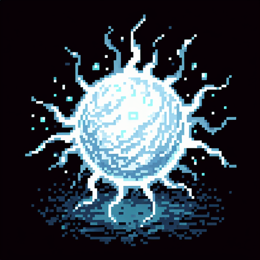 pixelart willowisp sprite ball.
black background