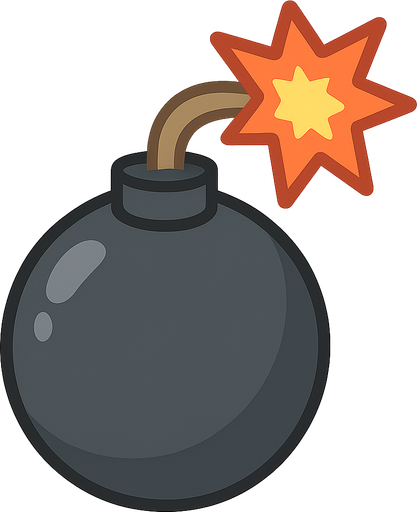 bomba
. No background. Transparent background. Blank background. No shadows. 2d. In-Game asset. flat