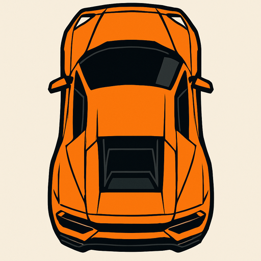 üstden çekilmiş sport araba.
In-Game asset.  2d.  High contrast.  No shadows