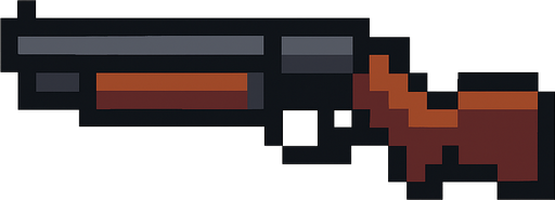 Pixel art shotgun less pixel.
In-Game asset.  2d.  High contrast.  No shadows. Pixel art