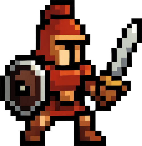 savaşçı piksel.
In-Game asset.  2d.  High contrast.  No shadows