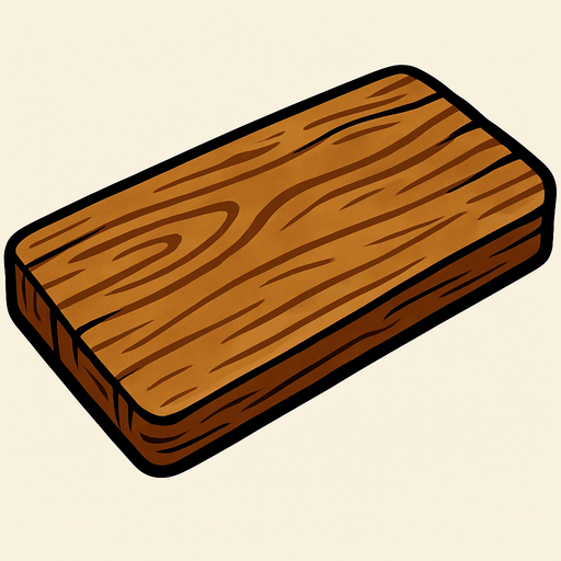 una tabla de madera alargada como si fuese de una cocina.
In-Game asset.  2d.  High contrast.  No shadows