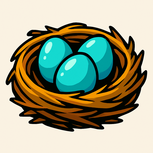 kuş yuvası.
In-Game asset.  2d.  High contrast.  No shadows