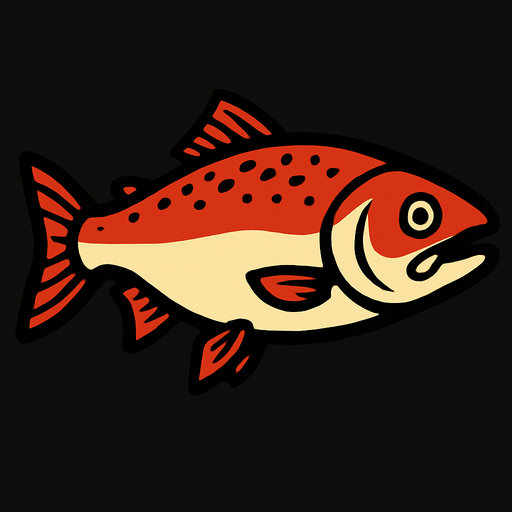 Salmon.
In-Game asset.  2d.  High contrast.  No shadows