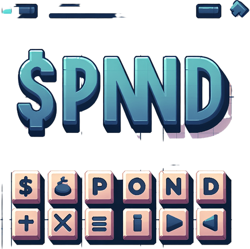 The word "Spend".
Single Game Texture. In-Game asset. 2d. Blank background. High contrast. No shadows.