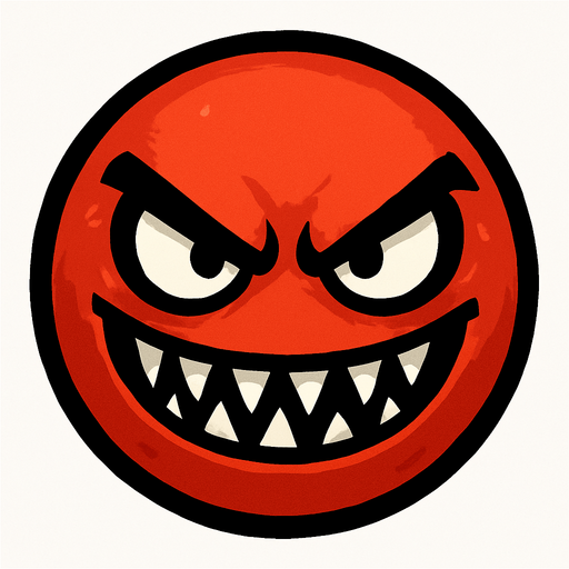 A red ball with a evil face.
In-Game asset.  High contrast.  No shadows
