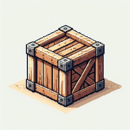 pixel art of a crate, flat side view . Single Game Texture. In-Game asset. 2d. Blank background. High contrast. No shadows.