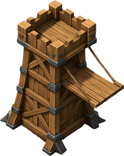 Saldırı kulesi, Gerçekçi, kuş bakışı görünüm, yazısız..
In-Game asset.  High contrast.  No shadows, 3d olsun.