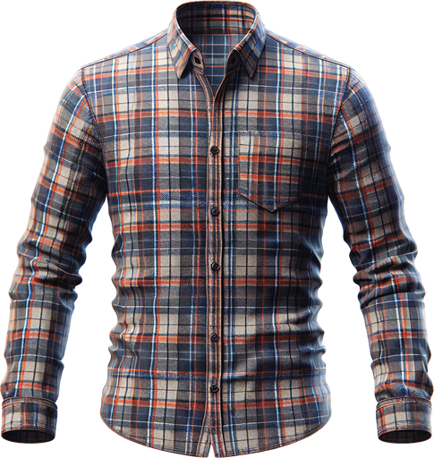 Plaid button up shirt.
Single Game Texture.  In-Game asset.  2d.  Blank background.  High contrast.  No shadows