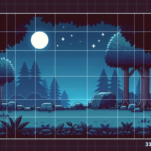 forest background at 3am.
Single Game Texture.  In-Game asset.  2d.  Blank background.  High contrast.  No shadows