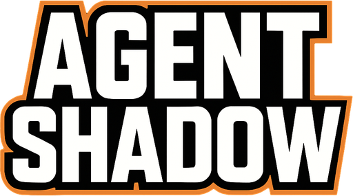 only text no image, agent shadow text logo for agent game.
In-Game asset.  2d.  High contrast.  No shadows