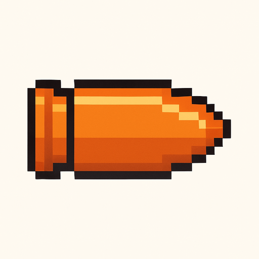 2d pixel art style orange bullet.
In-Game asset.  2d.  High contrast.  No shadows