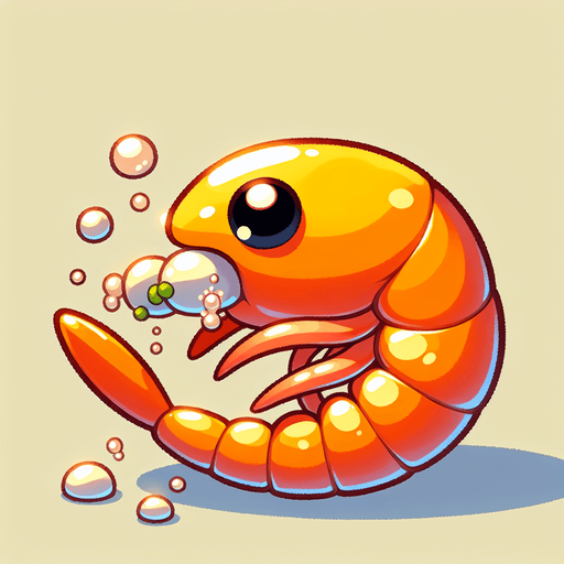 A tender morsel of delicious plankton. cartoon, shiny, no background. bright orange and yellow shrimp.
Single Game Texture. In-Game asset. 2d. Blank background. High contrast. No shadows.