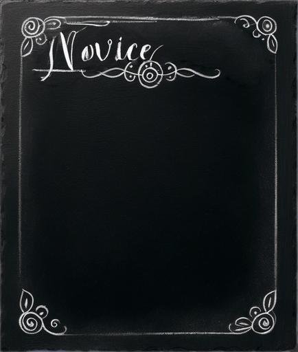 Text "NOVICE BLEND" in chalk, handwritten