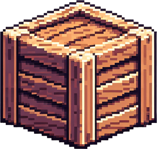 pixel art of a crate, side view . Single Game Texture. In-Game asset. 2d. Blank background. High contrast. No shadows.
