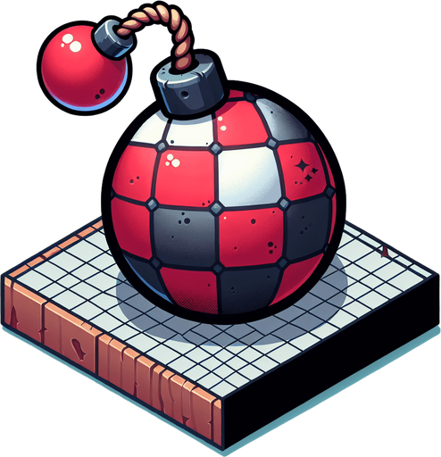 A bomb.
Single Game Texture. In-Game asset. 2d. Blank background. High contrast. No shadows.