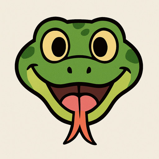 snake head.
In-Game asset.  2d.  No shadows. cartoon. animated. simple. funny
