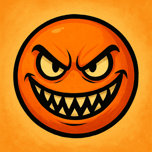 A orange ball with a evil smile.
#2d