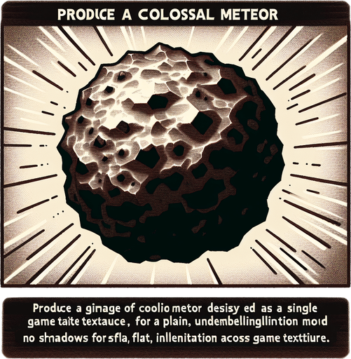 a giant meteor.
Single Game Texture. In-Game asset. 2d. Blank background. High contrast. No shadows.