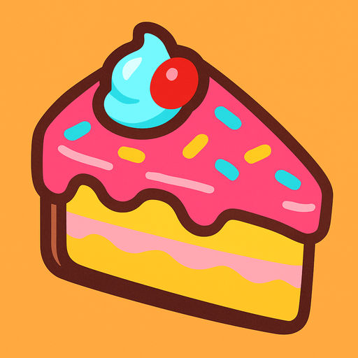 a slice cake top view for kids.
In-Game asset.  2d.  High contrast.  No shadows