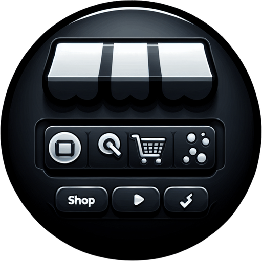 shopmenu transparent background.
Single Game Texture. In-Game asset. 2d. Blank background. High contrast. No shadows.
