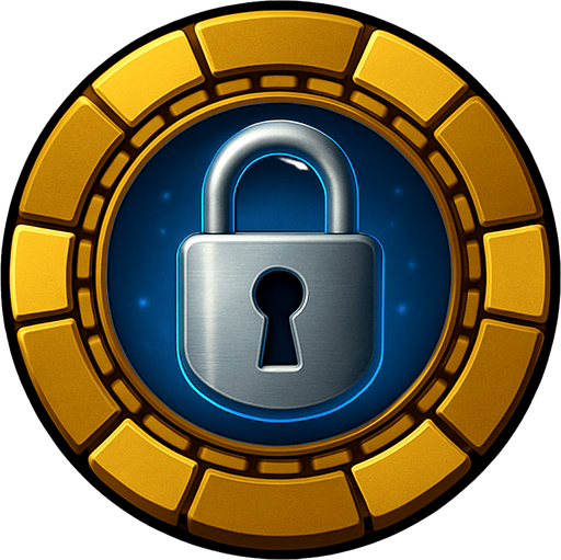 Change the image of the shield into the center to a steel padlock with a keyhole on it.
