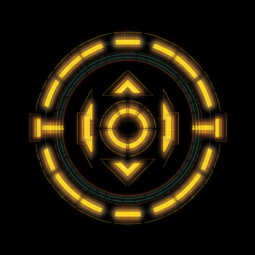 Dark circular power up with three bright yellow arrows pointing upwards.
Game Texture. In-Game asset. 2d. Pixelart. White background. Blank background. Low detail. High contrast.