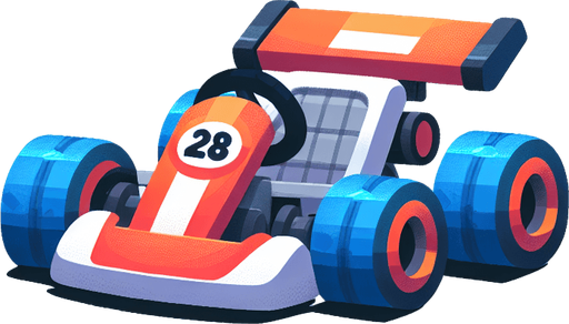 2d kart.
Single Game Texture. In-Game asset. 2d. Blank background. High contrast. No shadows.