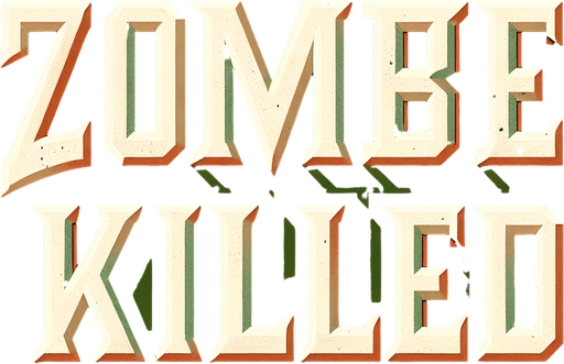 A bold, uppercase text displaying 'Zombie Killed' in a vintage sports-style font. The letters are thick, blocky, and have a three-dimensional effect with a dark outline. The text is off-white with a slightly aged and worn texture. The background is deep green, providing a strong contrast. The text is displayed horizontally, maintaining a structured and professional look. The font has sharp, angular edges, resembling varsity or athletic lettering commonly seen on sports jerseys or scoreboards..
Single Game Texture.  In-Game asset.  2d.  Blank background.  High contrast.  No shadows