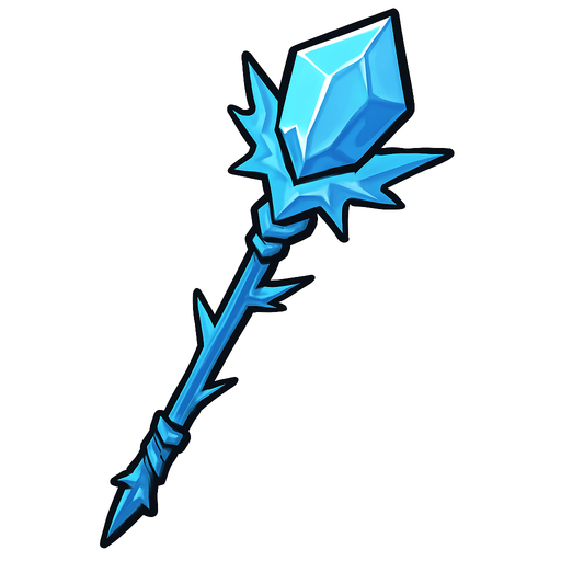 Ice staff.
In-Game asset.  2d.  High contrast.  No shadows