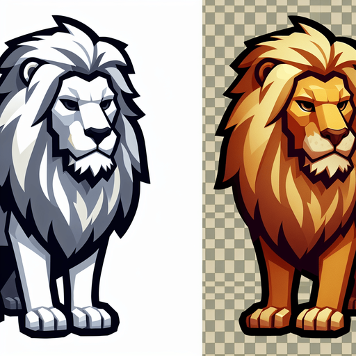 lion.
Single Game Texture.  In-Game asset.  2d.  Blank background.  High contrast.  No shadows