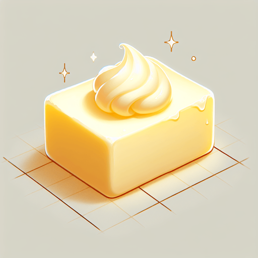 soft butter stick. Single Game Texture. In-Game asset. 2d. Blank background. High contrast. No shadows.