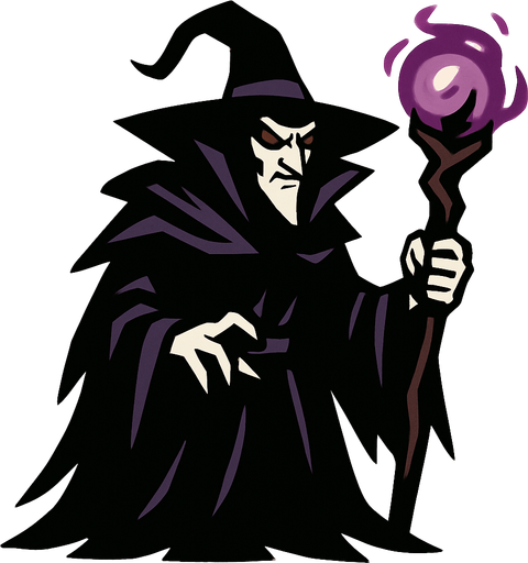 קוסם אפל מהאגדות.
In-Game asset.  2d.  High contrast.  No shadows