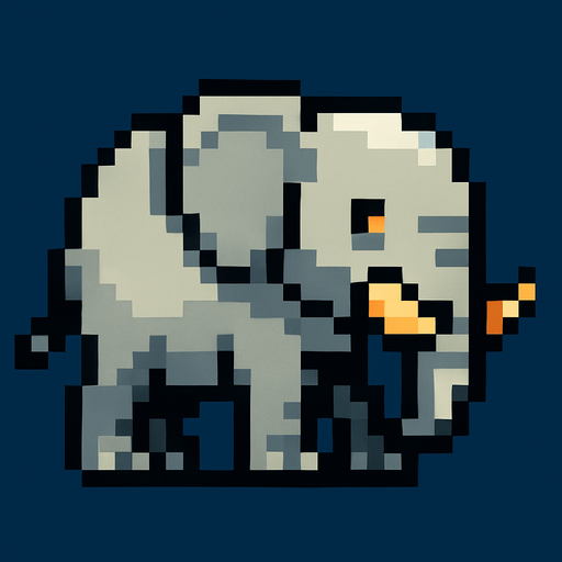 elephant pixel.
In-Game asset.  2d.  High contrast.  No shadows
