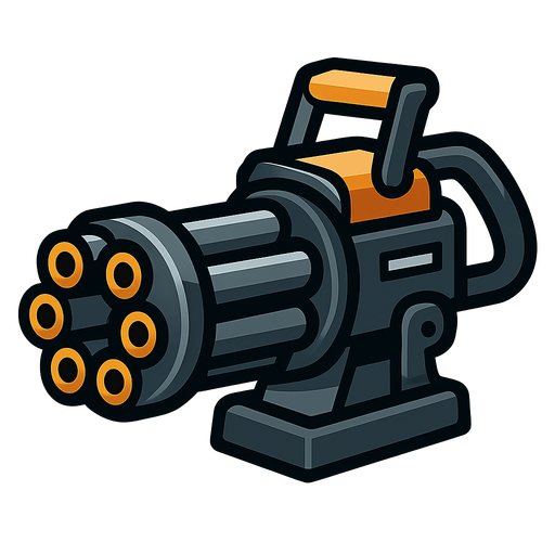 gattling gun.
In-Game asset.  2d.  High contrast.  No shadows