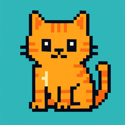 Pixel cat.
In-Game asset.  2d.  High contrast.  No shadows