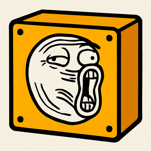 Make it with same shape but a meme drawing on block.
In-Game asset.  2d.  High contrast.  No shadows