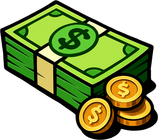 money.
In-Game asset.  2d.  High contrast.  No shadows