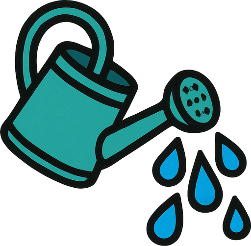 Watering waterdrops watering can.
In-Game asset.  2d.  High contrast.  No shadows